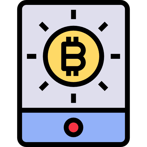 Cryptocurrency coin cellphone business icon