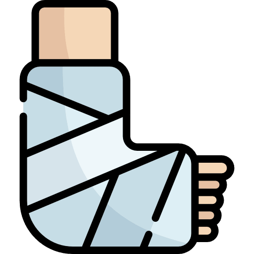 Broken leg bandaged broken leg medical icon
