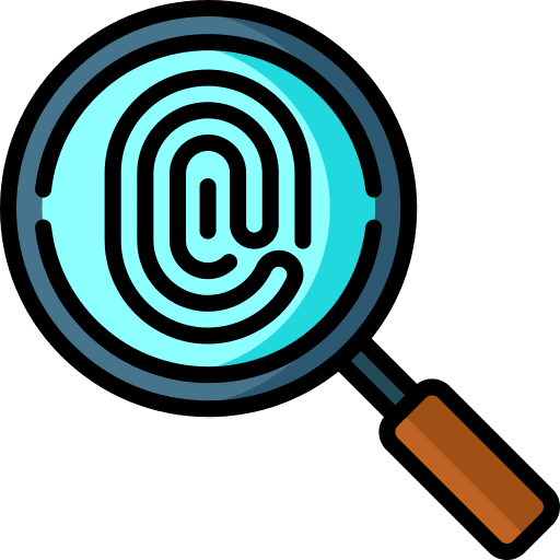 Fingerprint identify security magnifying glass icon