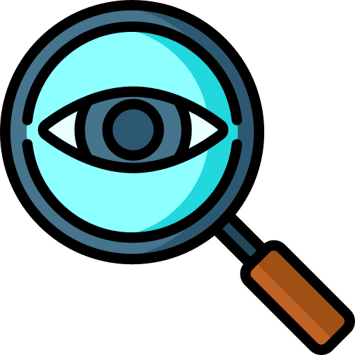 Magnifying glass explore overview tools and utensils icon