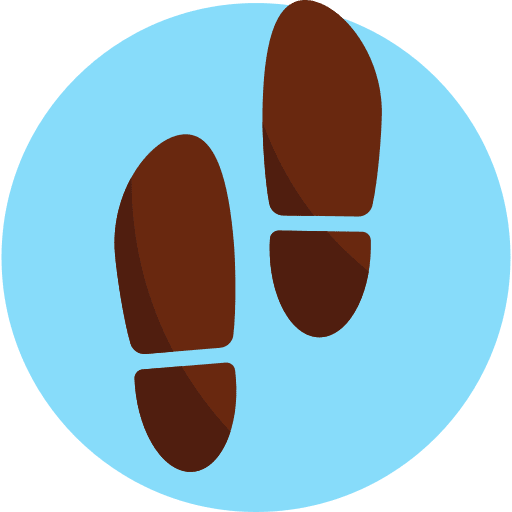 Steps footprint security shoes icon