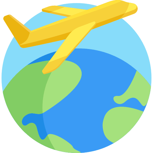 World space airplane maps and location icon