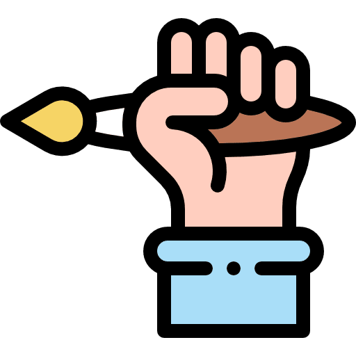 Hand art and design gestures paintbrush icon