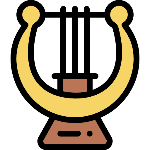 Harp strings instrument orchestral music and multimedia icon