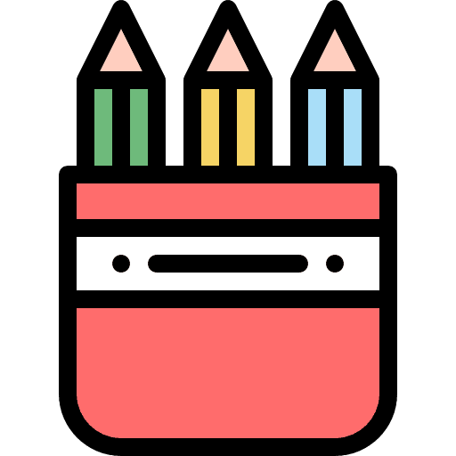 Pencil box art and design pencil school material icon