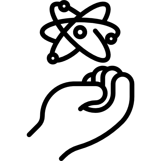 Hand atomic electron atom icon