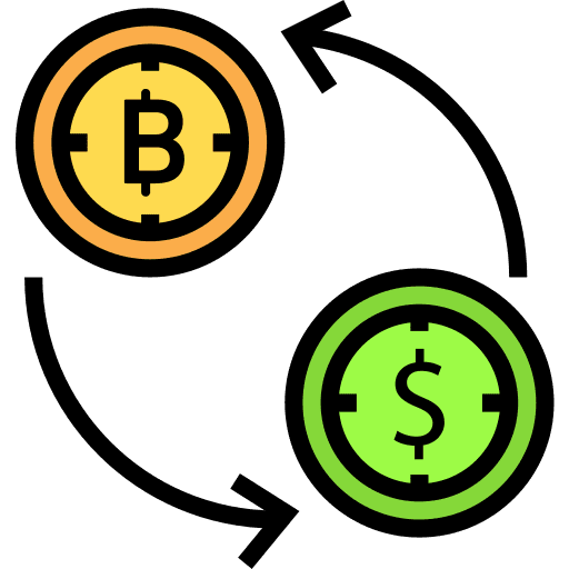 Exchange bitcoin money business icon