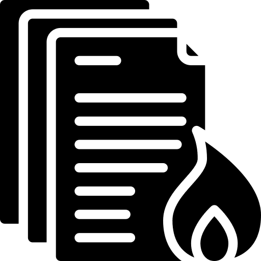 Documents delete burn fire icon