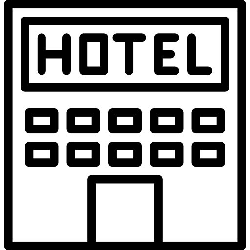 Hotel architecture and city motel travel icon