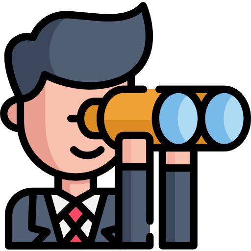 Businessman leader avatar binoculars icon