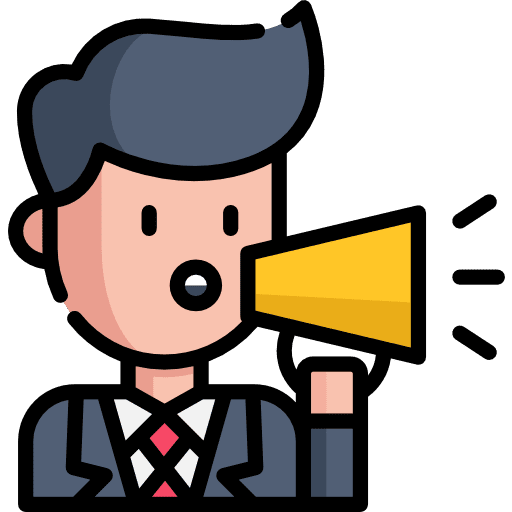Businessman pr promoting annoucer icon