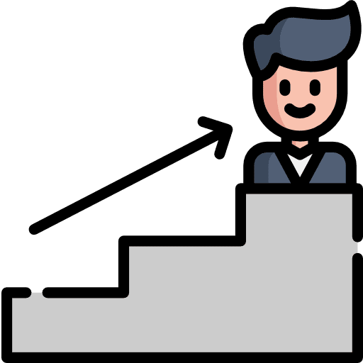 Stairs climbing business and finance man icon