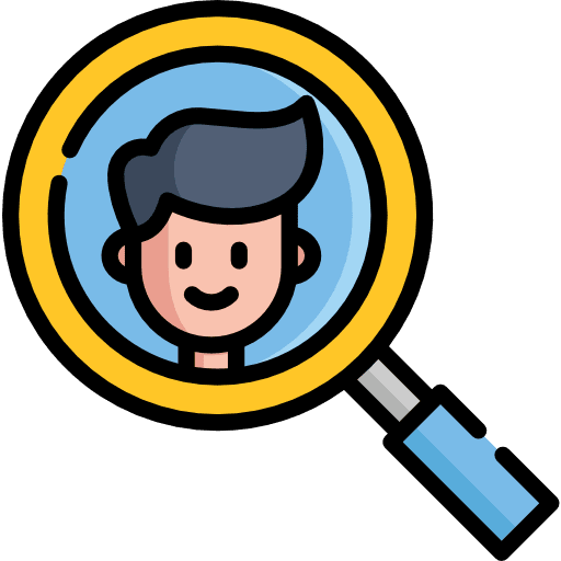 Search worker business and finance man icon