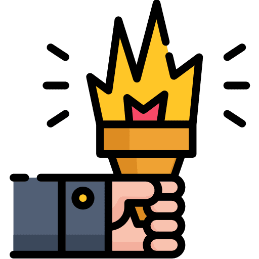 Torch hand leadership success icon