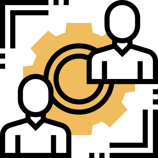 Rotation user workers networking icon