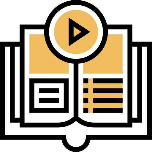 Tutorial education training music and multimedia icon