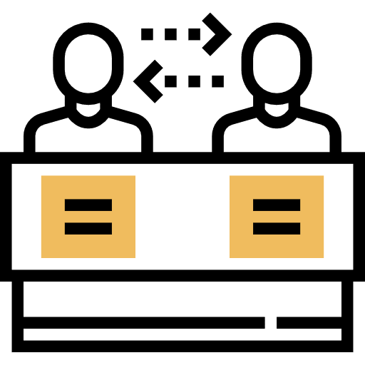 Discussion people arrows chat icon