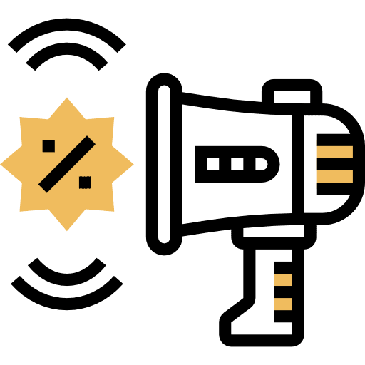 Promotion bullhorn percent communications icon
