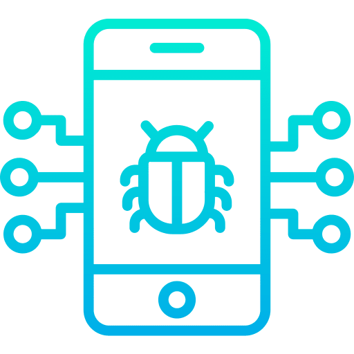 Smartphone bug communications spider icon