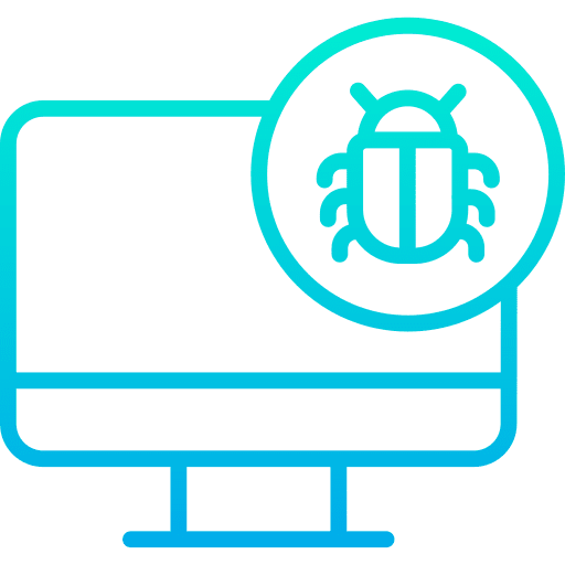 Bug magnifying glass technology searcher icon