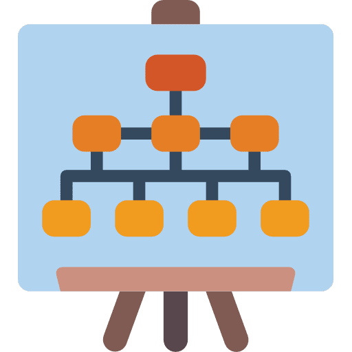 Flow chart plan networking presentation icon