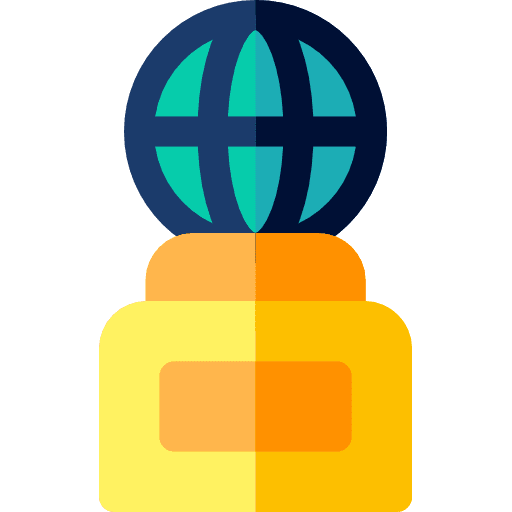 Trophy globe winner champion icon