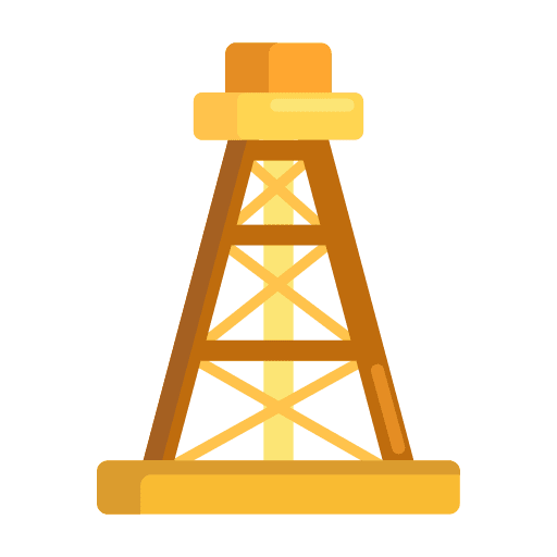 Drilling rig architecture and city structures drilling icon
