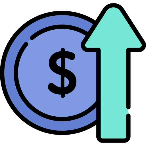 Increase currency dollar symbol value icon