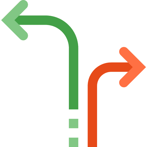 Separate ways different arrows icon