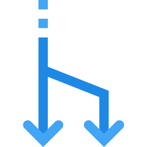 Down two arrows bifurcation icon
