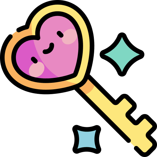 Key love and romance heart shape security icon