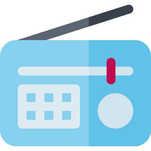 Radio technology music and multimedia news icon