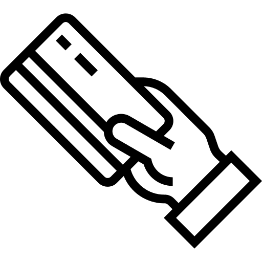 Atm credit card hands debit card icon