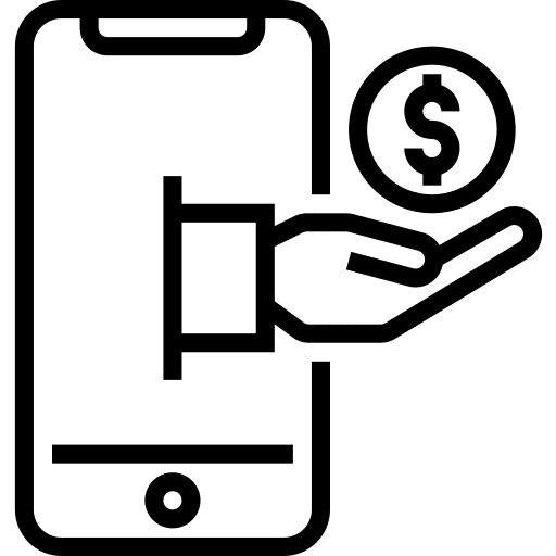 Bank dollar mobile business icon