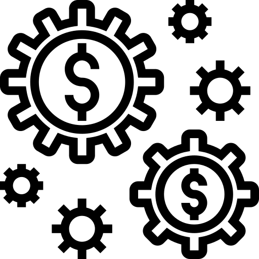 Cogwheel settings finance dollar icon