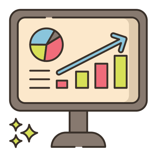 Analytics monitor business and finance profits icon