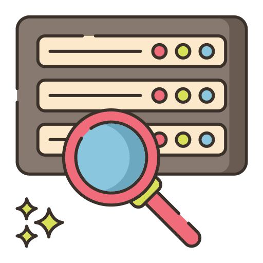 Data research loupe magnifying glass data research icon