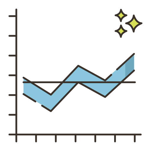 Line chart business profits analytics icon