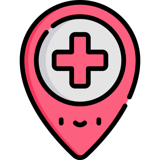 Hospital healthcare and medical maps and location find icon