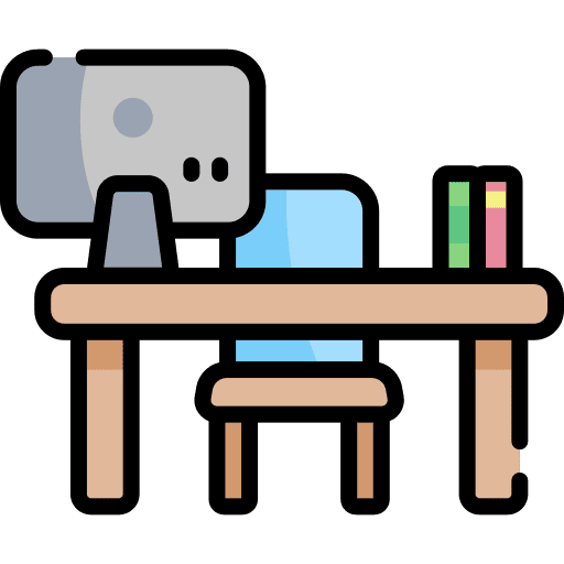 Desk furniture and household education desk icon