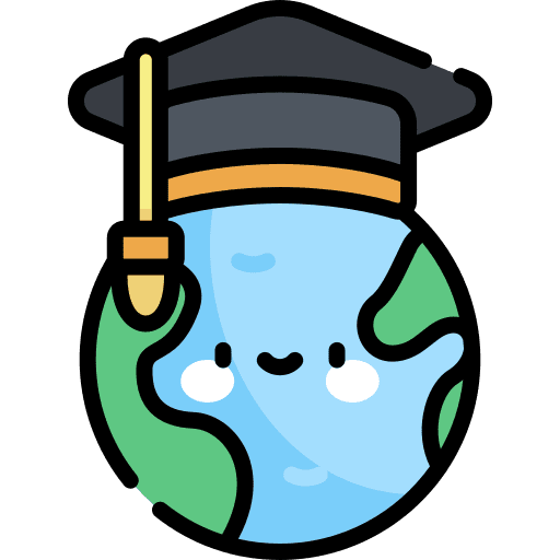 World maps and location education cap icon