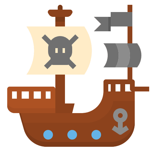 Pirate ship antique pirate flag ship icon