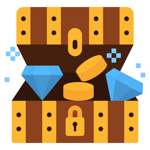 Treasure chest money jewelry pirate icon