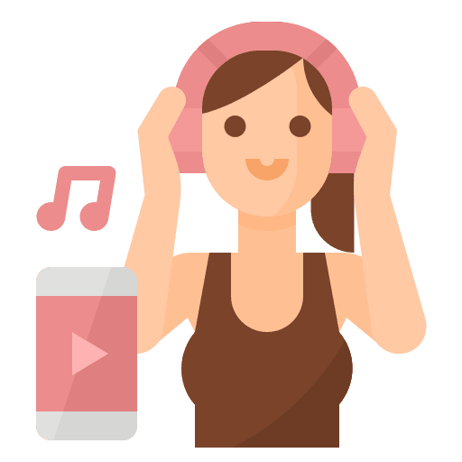 Woman free time hobbies music player icon