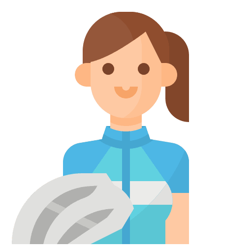 Cyclist woman hobbies free time icon