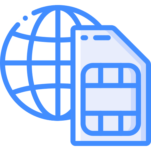 Sim card globe grid device icon