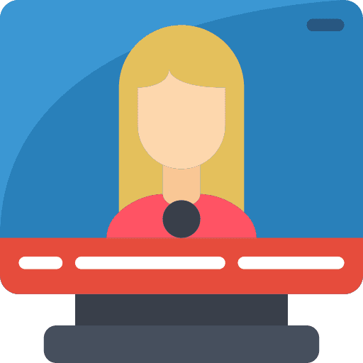 News report television broadcast woman icon