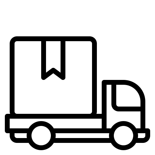 Delivery truck shipping and delivery transport box icon