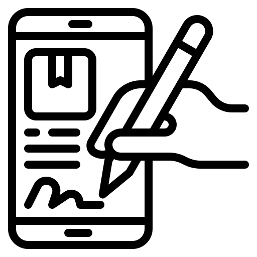 Sign delivery package signing icon