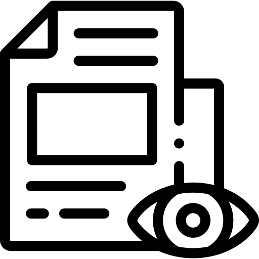 Reading eye text lines news report icon